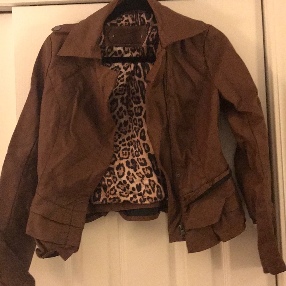 Brown (faux) leather jacket